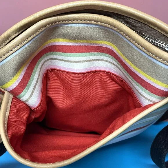 COACH Crossbody Multicolor Canvas Brown Leather Striped Daisy *EUC* SO PRETTY!! - Picture 10 of 11